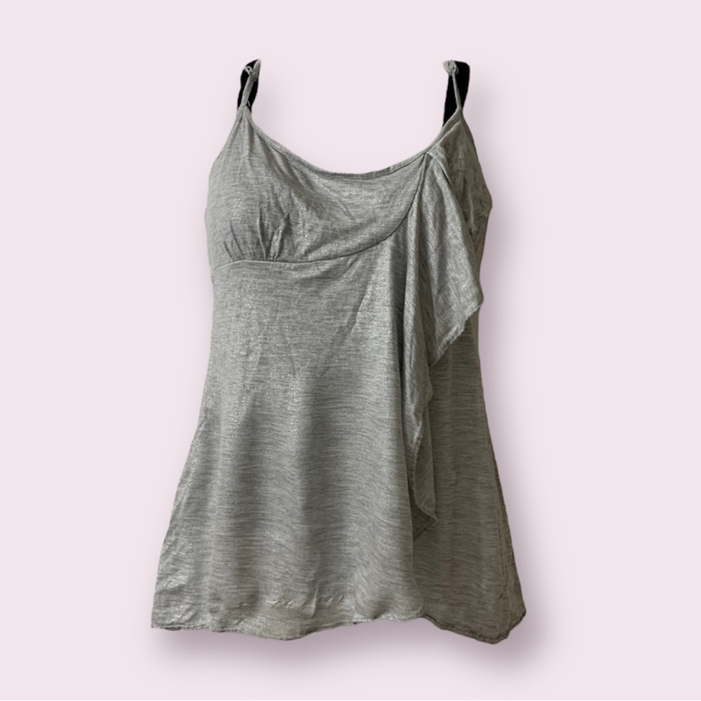 Sparkly Gray Silver Flowy Y2K Ann Taylor Camisole